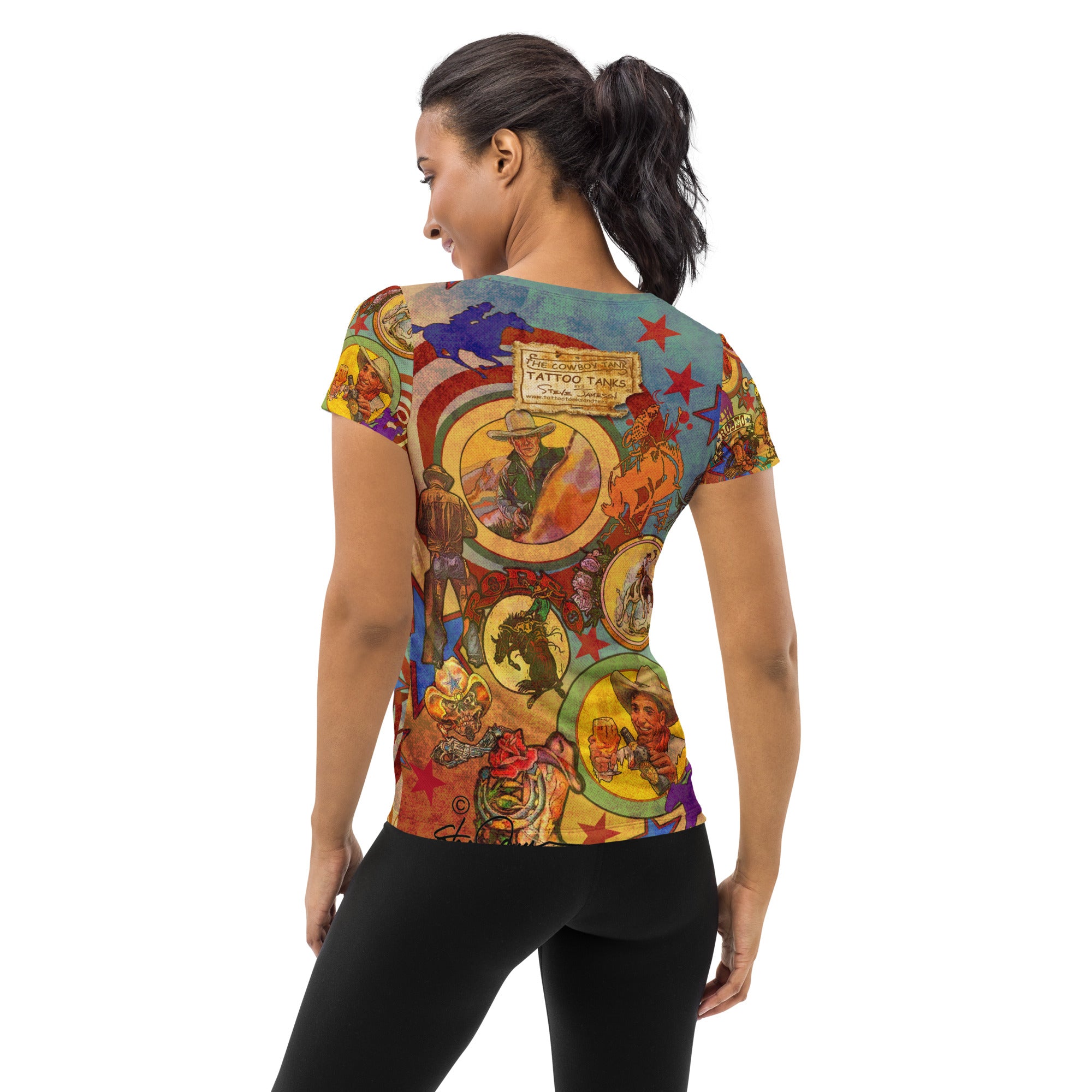 "COWBOY TATTOO" ATHLETIC TEE FOR WOMEN